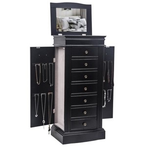 Jewelry Armoire With Full-Length Mirror, 7 Drawers, 24 Necklace Hooks, And Side Swing Doors - 1 of 4