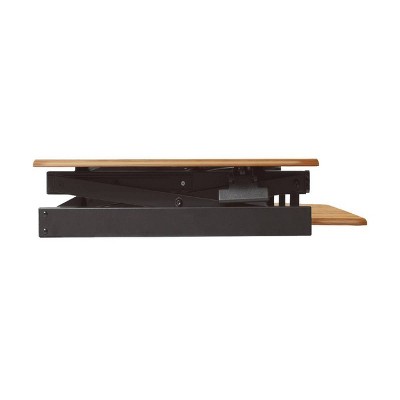 Teak Adjustable Standing Desk Converter with Keyboard Tray