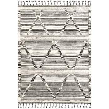 nuLOOM Amira Textured Modern Striped Tassel Area Rug