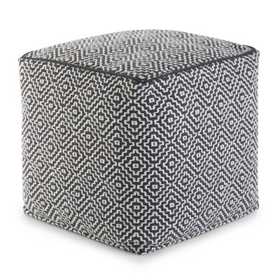 Dawsey Moroccan Inspired Pouf Blue/White - WyndenHall