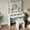 Vanity Desk with LED Mirror & Lights, Stool, USB Outlets, Storage | Makeup Dressing Table - 2 of 4