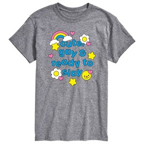 Men's - Instant Message - Cute Gay Ready Slay Short Sleeve Graphic T-Shirt - 1 of 4