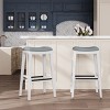 FONTOI 32" Upholstered Barstools with Gray Leather Seat, Bar Stools without Backs for Living Room Kitchen, White, 17"*32"*20" - 3 of 4