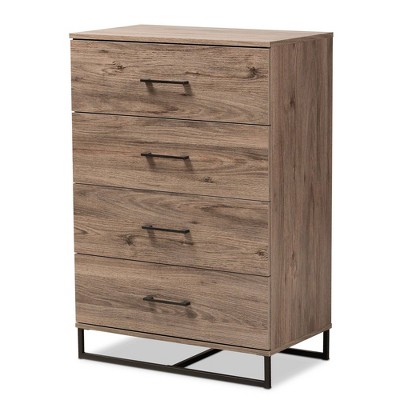 Daxton Rustic Wood 4 Drawer Storage Chest Oak - Baxton Studio