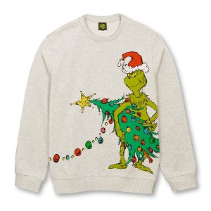 Adult's The Grinch Christmas Tree Sneaky Thief Front-and-Back Sweatshirt - 1 of 4
