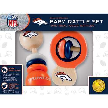Baby Fanatic Wood Rattle 2 Pack - NFL Denver Broncos Baby Toy Set