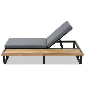 FURNIinspire Patio Chaise Lounges Outdoor Poolside Yard Chaise Lounge Chair with 5-Position Adjustable Backrest and Cushion, Gray, 76.8"*37.4"*32.5" - 1 of 4