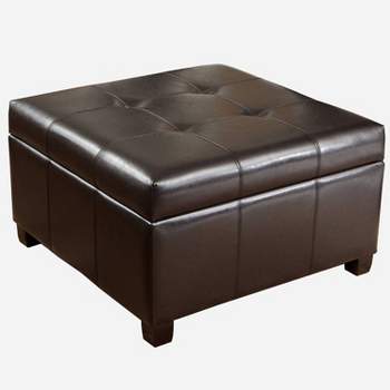 Richmond Bonded Leather Storage Ottoman Espresso - Christopher Knight Home