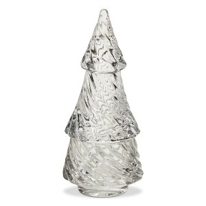 TAG Christmas Glass Twist Tree Tealight Candle Holder Clear, 6.25 inch - 1 of 3