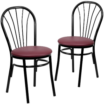 Emma and Oliver 2 Pack Fan Back Metal Chair - Vinyl Seat