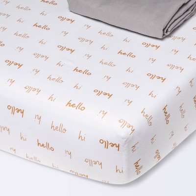 Fitted Crib Sheet Hello Script - Cloud Island™ - 2pk