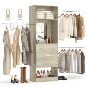 Besiost 25" - 96" W Closet System with Mirror, Closet Organizer Cystem with Shelves - 1 of 4