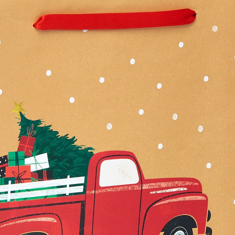 Large 10&#34; Truck Hauling Tree Christmas Gift Bag, 4 of 6