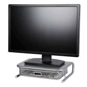 Mesh Monitor Stand with Drawer Silver - Brightroom™ - 1 of 4