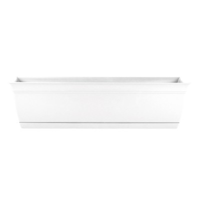 The HC Companies ECW24000A10 Indoor Outdoor 24 Inch Eclipse Series Window Flower Garden Ornamental Planter Box with Removable Attached Saucer, White