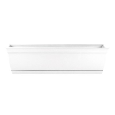 The HC Companies ECW30000A10 Indoor Outdoor 30 Inch Eclipse Series Window Flower Garden Ornamental Planter Box with Removable Attached Saucer, White