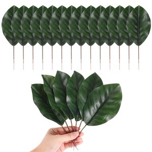 Unique Bargains Durable Fake Leaf Writable Artificial Green Leaf with Stems 20 Pcs - 1 of 4