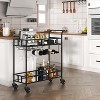 Rolling Bar Cart, 2-Tier with Mirrored Shelves, Wine Rack & Glass Holder, Compact Mobile Bar Cart for Home, Gold Finish - 2 of 4
