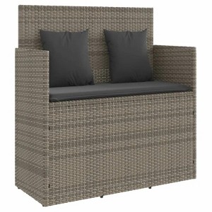 47.2"Patio Bench with Cushions Gray Poly Rattan - 1 of 4