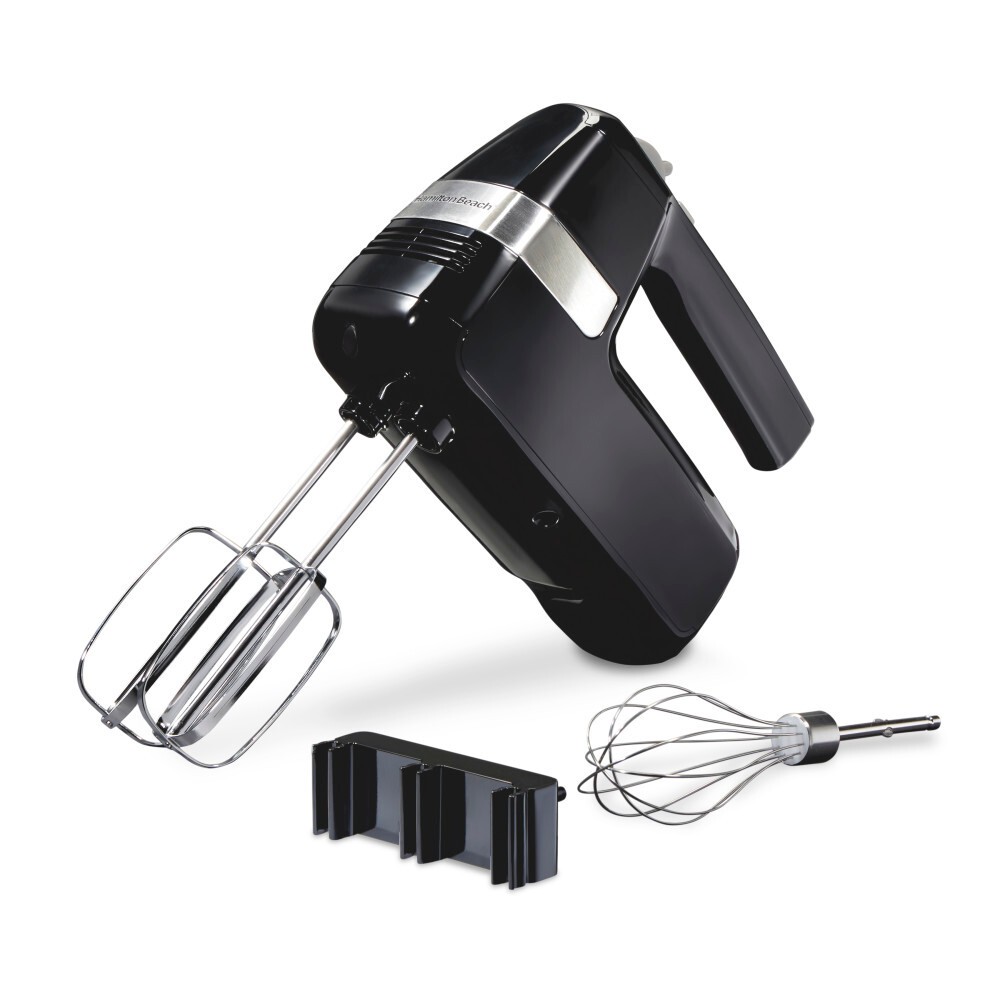 Hamilton Beach 6 Speed Hand Mixer with Storage Clip and Stir Button 3 Attachments Black 62628