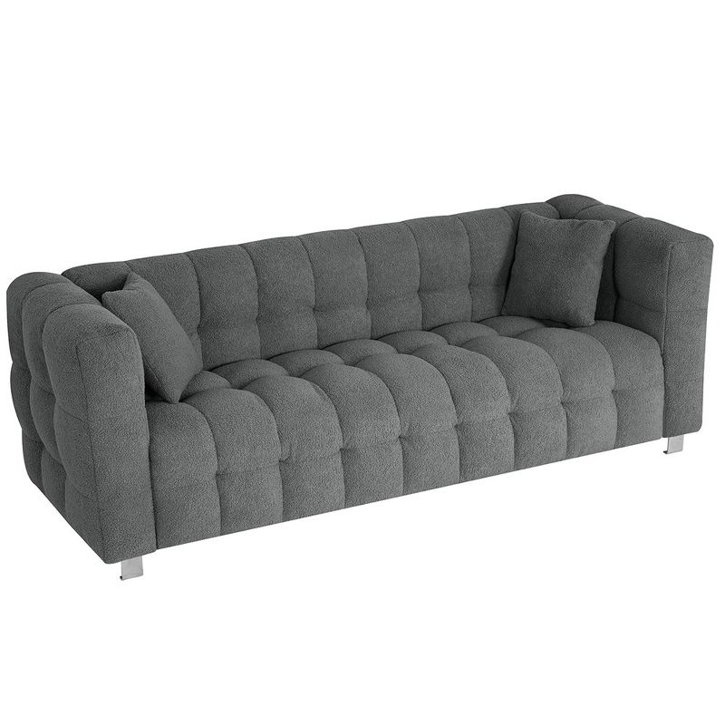 Sofa Couch, Living Room Couch With 2 Pillows, Metal Legs, Wide Arm And Backrest Modern Upholstered Comfy Couch Sofas, 4 of 6