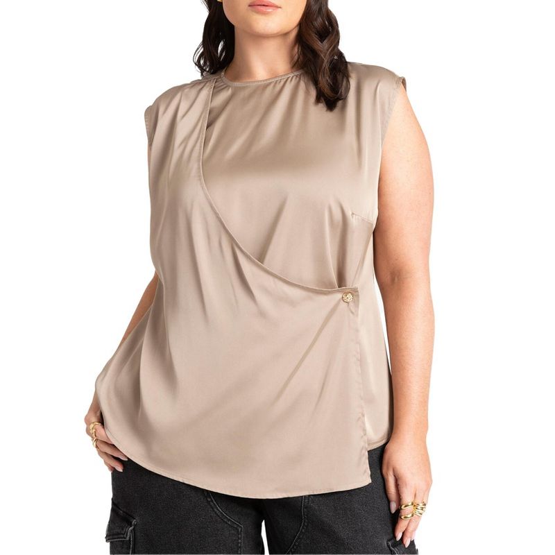ELOQUII Women's Plus Size Overlap Front Blouse, 1 of 2