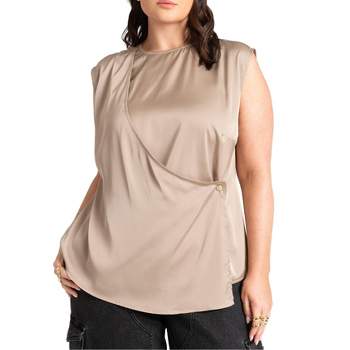 ELOQUII Women's Plus Size Overlap Front Blouse