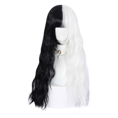 Unique Bargains Women s Halloween Curly Wigs 30 Black White With Wig Cap Target