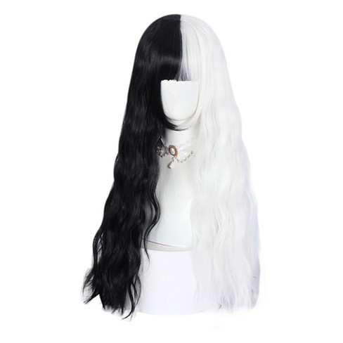 Black and 2024 white curly wig