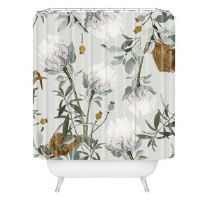 Deny Designs Iveta Abolina Helaine Shower Curtain Gray: Botanical Pattern, Microfiber Bath Curtain, Machine Washable - 1 of 3