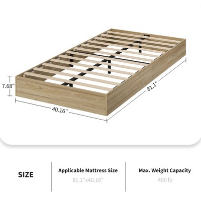 Coucheta Solid Wood Platform Bed, Sturdy Solid Wood Slats, Floor-Standing Frame, Modern Minimalist Space-Saving Design, No Box Spring Needed