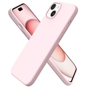 BONGEEK Compatible with iPhone 15 Plus Case 6.7", Slim Liquid Silicone 3 Layers Full Covered Soft Gel Rubber Cover Protective Lining-Pink - 1 of 4