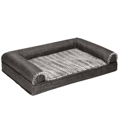 Charcoal Orthopedic Faux Fur Medium Pet Sofa Bed