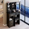 29.2" Makeup Vanity Desk with Mirror, Makeup Vanity Table with Stool, Dressing Table with Hair Dryer Bracket & Open Storage for Small Space Black - 4 of 4