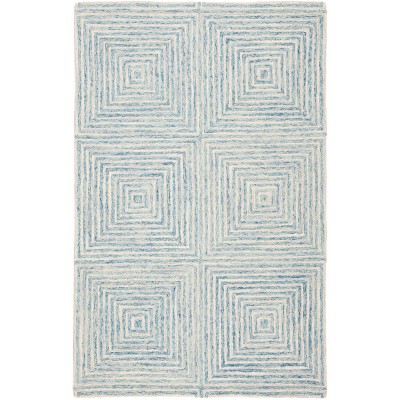 Light Blue Hand-Tufted Wool Rectangular Area Rug 4' x 6'