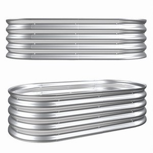 NAYSAYE Planter 2PCS Raised Garden Bed Kit Galvanized Metal Planter Raised Bed Easy Assembly Rust Resistant for Outdoor Garden, Silver, - 1 of 4