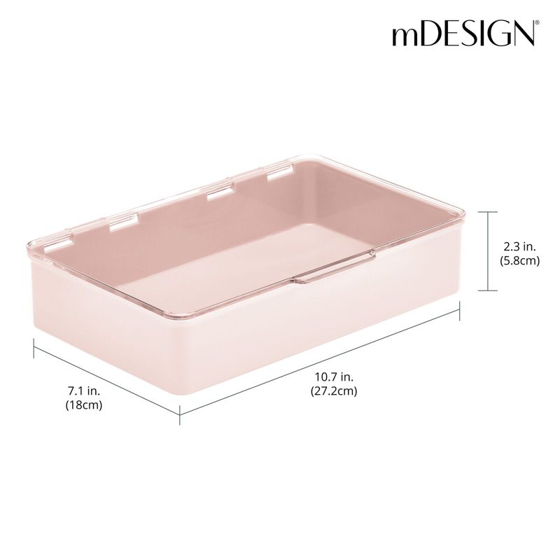 mDesign Plastic Stackable Organizer Container Bin Box with Hinged Lid, 3 of 8
