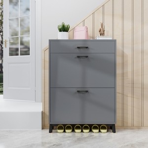FONTOI Shoe Rack with 2 Flip Drawers, Hidden Shoe Rack Storage Organizer for Doorway Hallway Closet, Gray, 10"*43"*32" - 1 of 4
