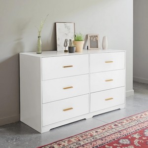 GustoWave 6 Drawer Double Dresser for Bedroom,47" Wide Chest of Drawers, Anti-tip Design, Metal Gold Handles - 1 of 4