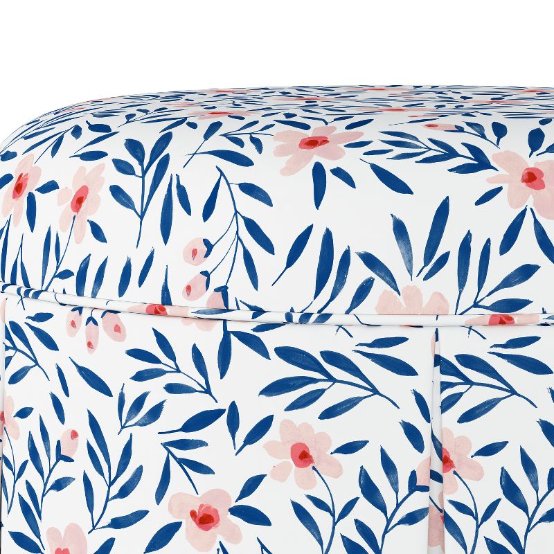 Skyline Furniture Jenny Round Skirted Ottoman Fiona Floral Porcelain Blush, 4 of 7