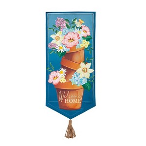 Welcome Home Flower Pots Everlasting Impression Textile Decor - 1 of 1
