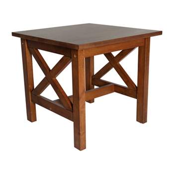 Flash Furniture Jasper Farmhouse Style Solid Wood End Table with Traditional Crisscross Accents