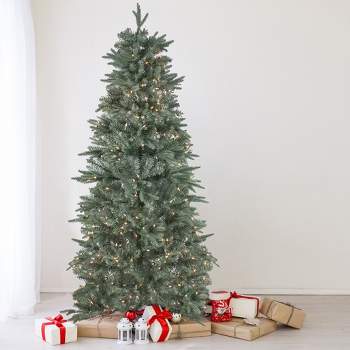 Northlight Real Touch™️ Pre-Lit Washington Frasier Fir Slim Artificial Christmas Tree - 7.5' - Clear Lights