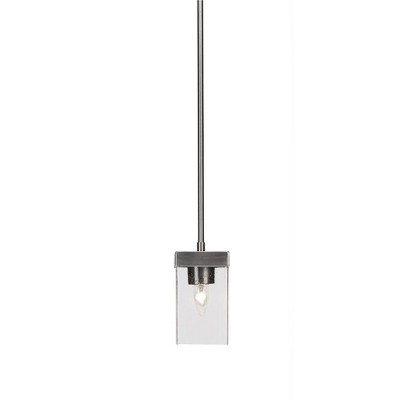 Toltec Lighting Nouvelle 1 - Light Pendant in  Graphite with 4" Square Clear Bubble Shade