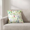 18"x18" Daphne Printed Velvet Square Throw Pillow Green/White - Crescent & Starlight: Botanical Design, Indoor Use, Zippered - 2 of 4