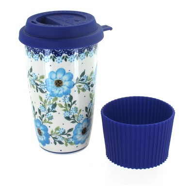Blue Rose Polish Pottery Daphne Travel Coffee Mug