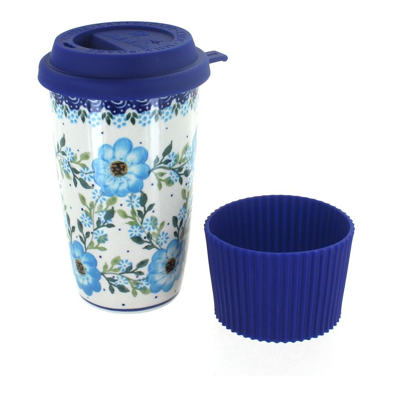 Blue Rose Polish Pottery A281 Andy Travel Coffee Mug, 1 of 2