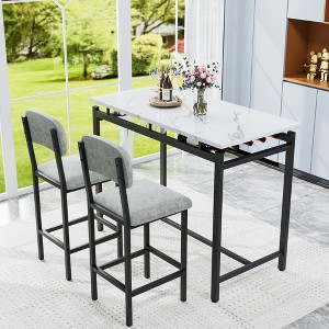 3-Piece Dining Set with 2 Upholstered Chairs for Small Spaces - 1 of 4