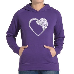 LA Pop Art Dog Heart - Women's Word Art Hooded Sweatshirt - 1 of 4