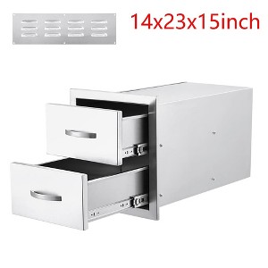 14x23x15 inch Double Drawer Outdoor Kitchen BBQ Island Stainless Steel With Vent - 1 of 4